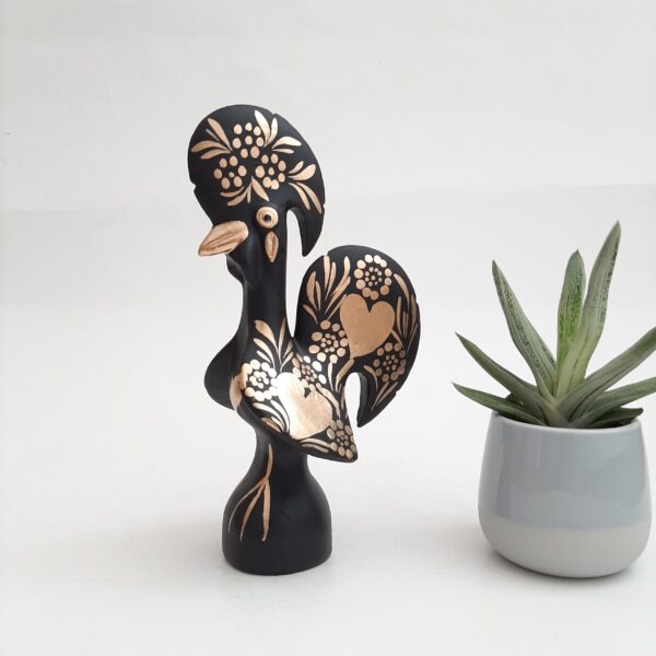 black and gold ceramic rooster